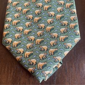 Vineyard Vines Bear Fisher Green & Blue Tie